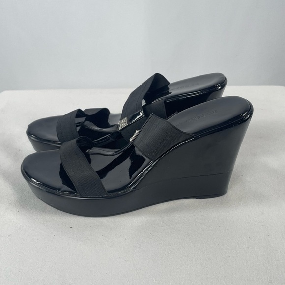 Vintage Y2k BCBGeneration Elastic Platform Wedge Sandal in Black Size 8.5 - Picture 2 of 6